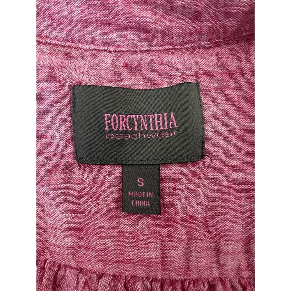 Forcynthia‎ Beachwear Linen Blend Cover Up Tunic Top Womens S Pink Beach Resort